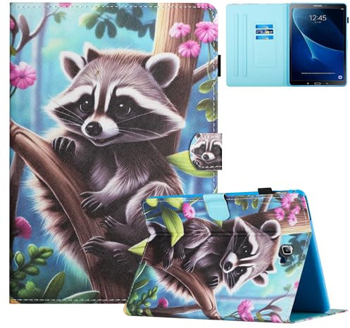 Mldjomid Funda para Samsung Galaxy Tab A 10.1 2016 (SM-T580/T585) Carcasa Cuero PU Flip Tablet Case Cover con Ranura para Tarjetas y Función de Soporte para Samsung Galaxy Tab A 10.1, Mapache