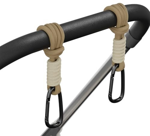 SURDOCA Ganci per Passeggino Porta Borse, Ganci Passeggino Universali, Gancio Passeggino per Borsa, Accessori per Passeggino Leggero Marrone 2pc