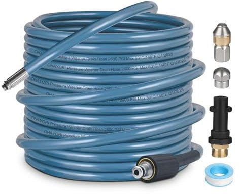 OHAYORI 15M Tubo di Sonda Sturatubi per Karcher K2-K7, Flessibile Fresa per Scarichi con Ugello G1/8 Rotante & Ugello a Getto, 180 Bar Accessorio Compatibile con Idropulitrice Pistola M22