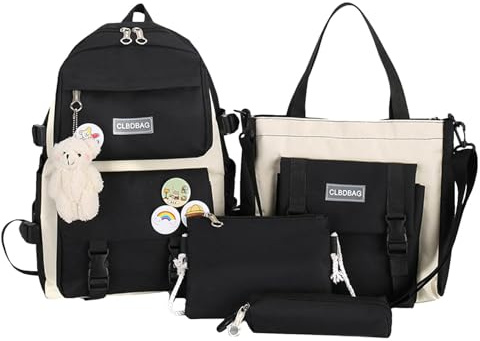 Kinder-Rucksack-Set – Schultasche für Kleinkinder, Schüler-Schulrucksack, 4-teilig, Reiserucksack mit Federmäppchen, Aufbewahrung, Tagesrucksack, Schultasche für Kinder, Teenager, Kleinkinder,