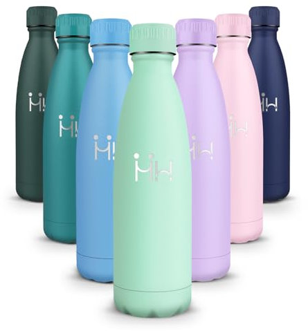 Gourde Isotherme 500ML - Bouteille Isotherme sans BPA, Gourde Inox Étanche, Réutilisable, Gourde Sport, Processus de revêtement en Poudre, Gourde Thermos, Gourde Metal pour Running, Bureau, École