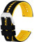 Anbeer Bracelet de montre en silicone,20mm Bracelet de montre en caoutchouc à déclenchement rapide pour hommes femmes,Noir&Jaune avec boucle argentée