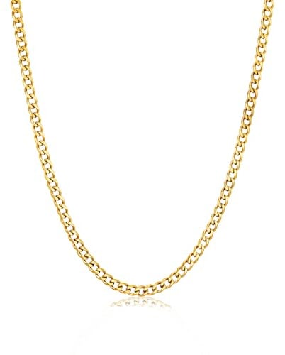 Esrael Halskette Herren Goldkette Herren Kette 5mm Edelstahlkette Panzerkette Halskette Männer Gold Kette Schmuck Geschenke für Männer 20 Zoll