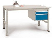Manuflex AU5565.0002 Universal Arbeitstisch inkl. Schubladen 1500x800x760 mm RAL7035 hellgrau Schublade RAL