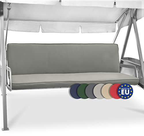 Beautissu Hollywoodschaukel 3 Sitzer Polsterauflagen 2er Set Sitzkissen | 180x50cm Hellgrau Rückenkissen waschbare Outdoor Auflage Sitzpolster Reißverschluss Ersatzauflage Schaukel Loft HS