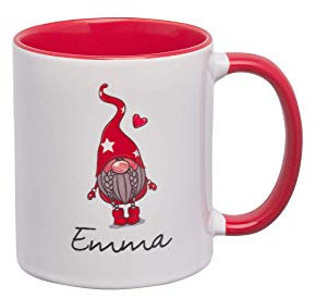 Personalised Classic Christmas Family Gnome Mug - Inner Red Mug
