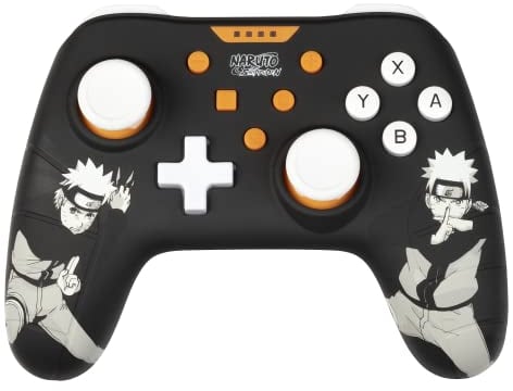 Konix Naruto Shippuden Controller con cavo per Nintendo Switch, Switch 2 e PC - Funzione vibrazione - Cavo da 3 m - Fantasia Naruto - Nero
