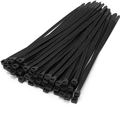 XINGO 100 Stück Kabelbinder Schwarz, 300mm x 7.6mm, 75 kg Zugfestigkeit, UV-beständig, Selbstsichernde Kabelbinder für drinnen und drauße