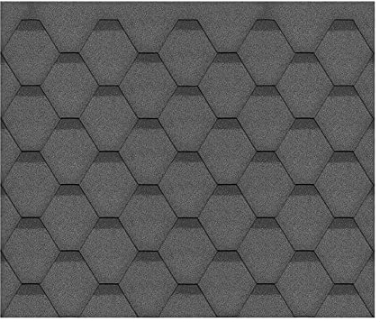 TIMBELA Bitumenschindeln-Set Hexagonal Rock H505BLACK, Schwarz Bitumen-Dacheindeckung M505 für Gartenhaus