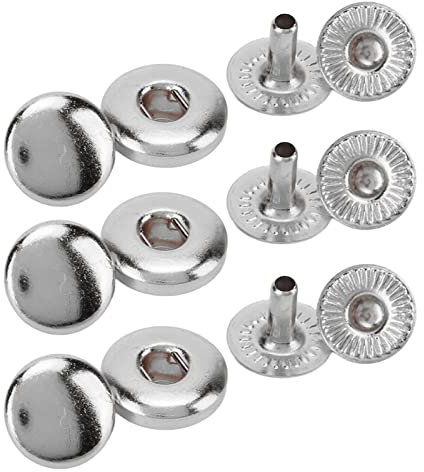 Leder Druckknöpfe Set, 200 Set 8 Mm Metallknöpfe Druckknöpfe Leder Druckknöpfe für Kleidung Armbänder Jacken Taschen Jeans Wears(Silber)