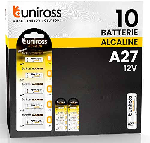 Uniross Pila Batteria MN27 A27 27A 12V Pile Specialistiche Alcaline - 2 Blister Da 5 Batterie
