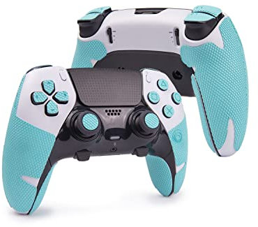 TALONGAMES Controller Grips Compatible with PlayStation 5 DualSense Edge, Anti-Slip, Sweat-Absorbent, Textured Skin kit, for PS5 Controllers Handle Grips, Buttons, Triggers, D-pad (Pro - Blue)