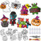 Tenare 16 Sets Kit d'Artisanat d'Art d'Attrape-Soleil d'Halloween Décoration de Capteur de Soleil Bricolage Ornements de Peinture de Fenêtre pour Enfants à Peindre Fête Classe Farce ou Friandise