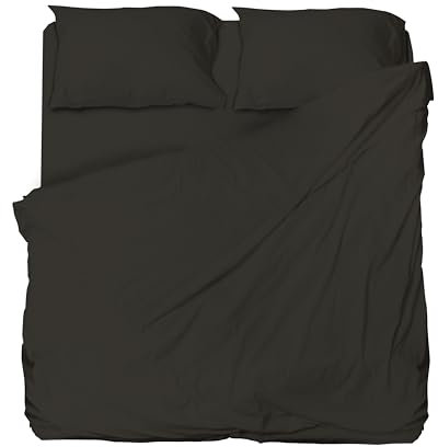 hermet Set Lenzuolo Matrimoniale Microfibra, Grafite, Completo Letto, Lenzuolo Sopra, Lenzuolo Con Angoli, Coppia Federe, Winner