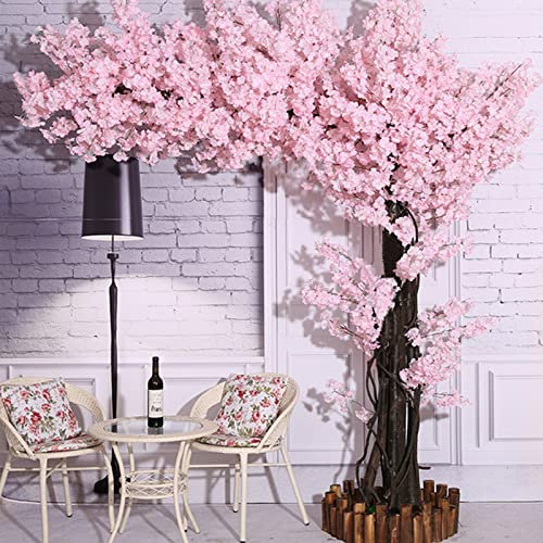 Künstlicher Kirschblütenbaum, Sakura-Baum, weinender Kirschbaum, künstliche Kirschblüten-Kunstpflanzen, künstliche Bäume mit echten Holzstämmen und lebensechten Blättern, Nachbildung, 4 x 2,5 m Feito