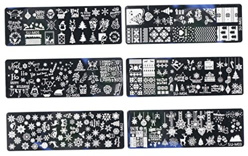 Christmas Nail Art Stamping Plates Snow Patterns Images Stainless Steel Nails Decoration 6PCS Nail Art Tools