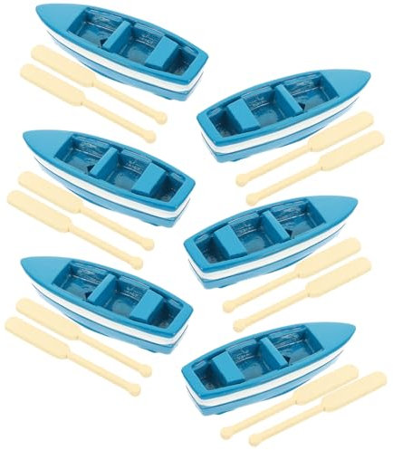 BCOATH 6 Sets Micro Landscape Boat Ocean Beach Decor Mini Boat Toys Marine Nautical Decor Fishing Boat Miniature Rowboats Miniature Boat Miniature Model Sculpture Row Boat Resin