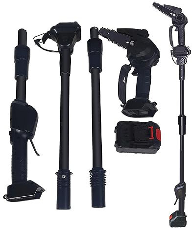ilkqeppe Cordless Pole Saw & Mini Chainsaw 2-in-1, 6 Inch Electric Chain Saws, Long Reach Telescopic Tree Pruner with 2 1.5Ah Batteries and Charger