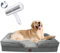 ZURMATRADE Orthopädisches Hundebett mit Memory Foam – Waschbar, rutschfest & bequem – Für große & kleine Hunde – Grau, Tierhaarentferner