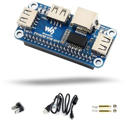 LUCKFOX Ethernet USB Hub Hat, with RJ45 Ethernet Port and 3X USB Ports, USB HUB Expansion Board for Raspberry Pi Zero/Zero W/Zero WH/3B+/4B