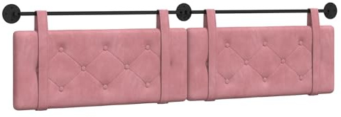 vidaXL Hängendes Kopfteil Rosa Samt, Moderner rechteckiger Wand-Headboard aus Samt, bezogen mit Bändern, Knopfsteppung für entspannende Schlafzimmer-Deko