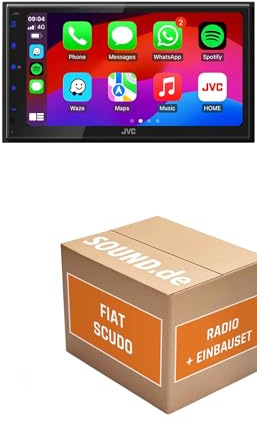 Autoradio Einbaupaket für JVC KW-M695DBW kompatibel mit FIAT Scudo Typ 272, RD4, PDC | CarPlay Wireless Android Auto Wireless