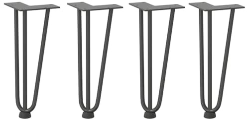 Keeushr Haarnadelbeine für Couchtisch 4 STK. Anthrazit 30 cm Massivstahl mit verstellbaren Fußnivellierern, pulverbeschichtet, stabil und langlebig für schwere Tischplatten