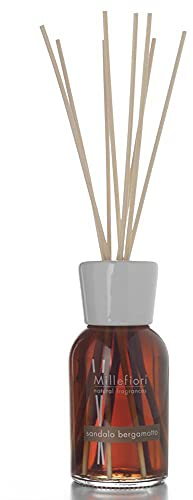 Millefiori 7DDSB Sandalo Bergamotto Raumduft Diffuser 250 ml Natural inklusive Stäbchen, Glas, Braun, 8 x 30.9 x 7.3 cm