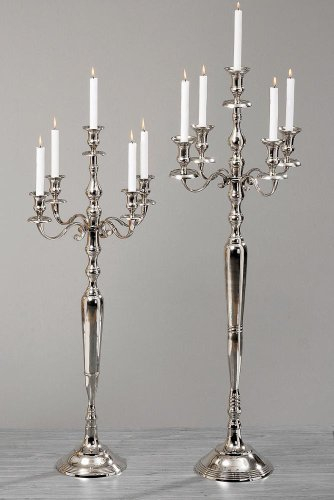 BG VICTORIA Kerzenleuchter Kerzenständer 105 cm hoch Aluminium silber Deko für gehobenes Ambiente