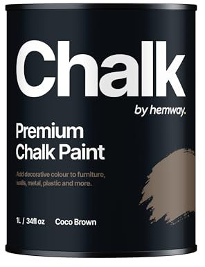 Hemway - Premium Chalk Paint - Coco Brown 1 L | Chalky Matt Shabby Chic Finish for Interior Furniture & Walls | Quick Dry & 1 Coat