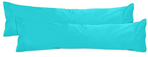 npluseins 2er Pack Baumwoll Kissenbezug - Jersey - viele Farben 1331.1812, ca. 40 x 145 cm, türkis