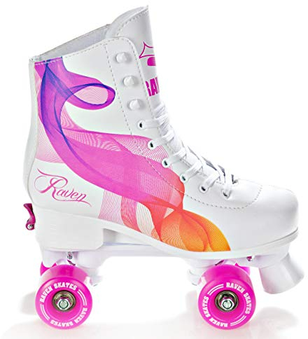 RAVEN Rollschuhe Roller Skates für Kinder Erwachsene Mädchen Damen verstellbar (Serena Orange/Pink, 31-34 (20-21,5cm))