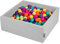 KiddyMoon Bällebad 90X30cm/300 Bälle ∅ 7Cm Bällepool Mit Bunten Bällen Für Babys Kinder Quadrat, Hellgrau:Hellgrün/Gelb/Türkis/Orange/D Rosa/Violet