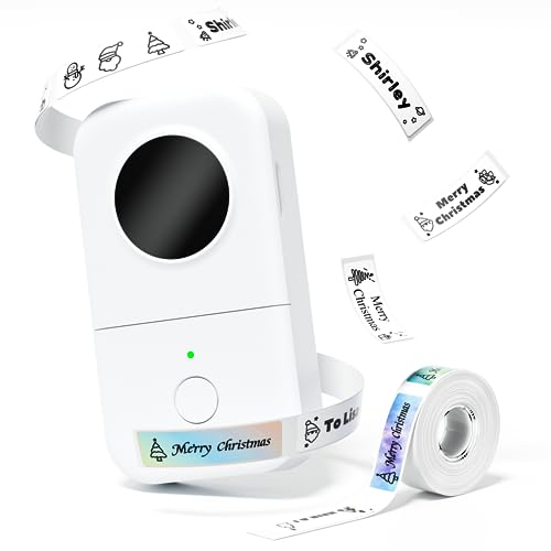 Phomemo D30 Etikettendrucker,Bluetooth Beschriftungsgerät Selbstklebend Thermo Mini Etikettiergerät,Ettikettiergeraet Geeignet für Zuhause,Schule,Büro,Label Printer für Smartphones und Tablets - Weiß