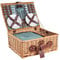 eGenuss Panier Pique-Nique en Osier pour 4 Personnes - Couverts en Acier Inoxydable, Glacière, Verres à Vin et Assiettes en Céramique Inclus - Motif Vichy Vert