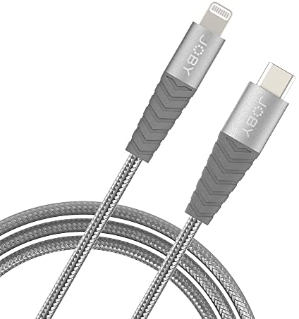 JOBY USB-C Lightning Kabel, 2m Länge, Space Gray, Kompatibel mit iPhone, iPad und iPod, MFi-Zertifiziert