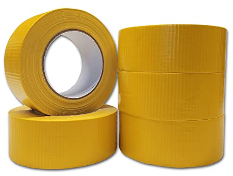verpacking Premium Panzertape 50 m x 48 mm Gelb Gewebeband Gaffa Tape Reparaturband hohe Klebekraft Klebeband mit Naturkautschuk-Kleber (5 Stück)