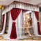 Betthimmel Betthimmel Mit 4 Eckpfosten Für Twin Queen King, Mit Spitze Bestickter Luxus-Bettvorhang, Moskitonetz Mit Ständer (Color : Red, Size : 150X200cm/59X79inch)