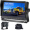 Hikity AHD 1080P Rückfahrkamera Set, für 12-24V LKW Anhänger Bus Van Landwirtschaft, 7 Zoll LCD Monitor, IP69 Wasserdicht Nachtsicht, Auto Backup Kamera, 33FT Kabel, 4 Pin Kabel Ruckfahrkamera,