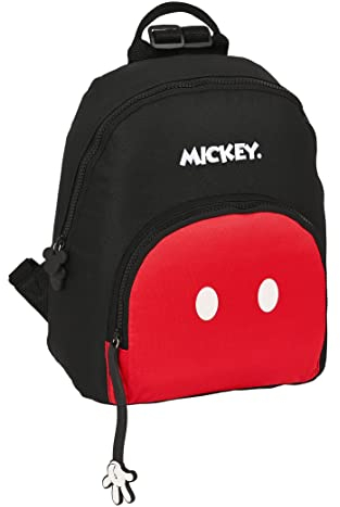 Safta MICKEY MOUSE Mickey Mood - Mini Mochila para Uso Diario, Ideal para Niños de Diferentes Edades, Cómoda y Versátil, Calidad y Resistencia, 25x13x30 cm, Color Negro y rojo