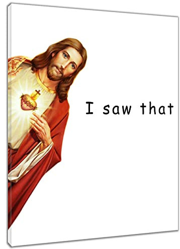 LB Wandbilder Jesus Wanddruck Lustiges Zitat,I Saw that Leinwand Bilder Christlich Poster für Wohnzimmer Schlafzimmer Badezimmer Wand Deko,40x50cm Gerahmt