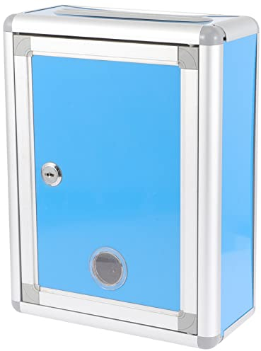 Zerodeko Briefkasten Wandbriefkasten Vorschlagbox Mailbox Postkasten Schlüsselbox mit Schloss Wahlurne Spendenbox Aktionsbox Einwurfbox Sammelbox für Zuhause Wand Blau