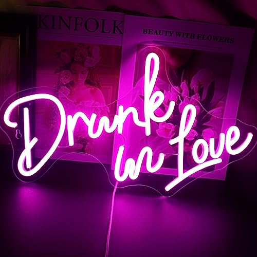 LED Betrunken in der Liebe Neon Zeichen Dimmbare Neon Lichter für Home Bar Party Wohnzimmer Dekor Hochzeit Verlobung Wand Hängende Dekoration (Rosa)