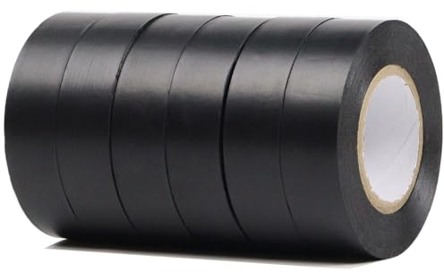 QILIMA Schwarzes Elektroband 19MM x 20M Satz 6-starkes selbstklebendes PVC-Isolierband zum Isolieren, Reparieren und Schützen elektrischer Drähte