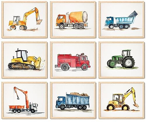 97 Decor Bauraum-Dekoration für Jungen – Kleinkind-Jungen-Raumdekoration, LKW-Wandkunst für Kinderzimmer, Auto-Bilder, Wanddekoration für Schlafzimmer, Spielzimmer, Fahrzeug-Traktor, Drucke,