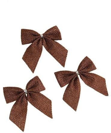 Wambere 20 Stück Schleifen Weihnachtsbaum,Weihnachtsschleife Dekoschleife Glöckchen Weihnachtsbaumschmuck Zierschleifen Dekoration für Christbaumschmuck Hochzeit Geburtstag Weihnachten,Braun
