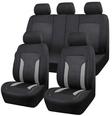 FOXZY Auto-Sitzbezug für Mini Cabrio R57 F57 FCW/One/D/Cooper S/SD 2009-2023, Vordersitze und Rückbank Waschbarer Stoff Autositzbezüge Atmungsaktiv rutschfest Innenraum Zubehör,C Grey