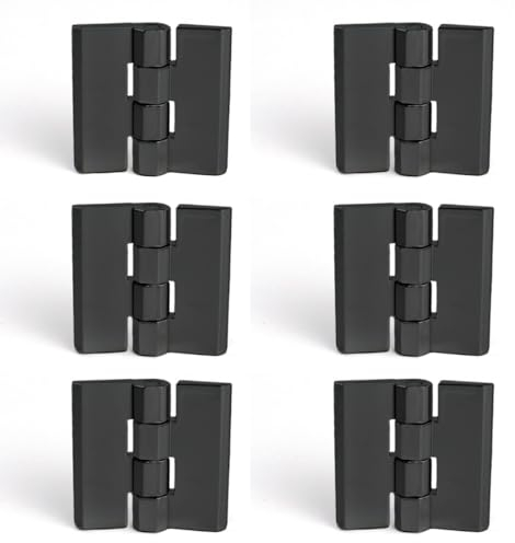 GRKB 6 Pièces Trous de Charnière Plats Pliants,Charniere Porte Lourde,Exterieur Charnière INOX,Charniere INOX Extérieur,pour Portes Fixes,Portes D'entrée,Portes de Chambres,Portes de Jardin(Noir)