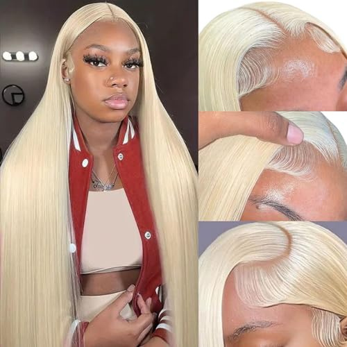 GZX Blonde 613 Lace Front Wig Human Hair 13x4 HD Straight 26 Inch