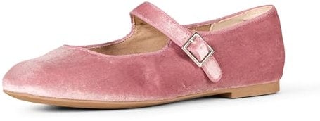 Amazon Essentials Women's Mary Jane Ballet Flats, Mauve Velvet, 7 UK